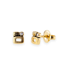 Alex Sepkus 'Little Windows' Yellow Gold and Diamond Stud Earrings