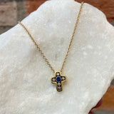 Alex Sepkus Blue Sapphire and Yellow Gold Cross Necklace