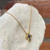 Alex Sepkus Blue Sapphire and Yellow Gold Cross Necklace