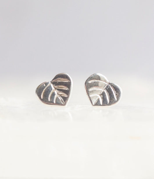 Bristol and Cole Small Aspen Leaf Silver Stud Earrings