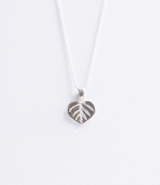 Bristol and Cole Small Aspen Leaf Silver Necklace