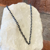Erica Molinari Oxidized Silver Rectangle Link Chain - 23" Length