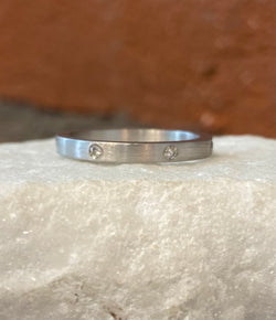 EYG Collection Rhodiumed Silver and Diamond Band