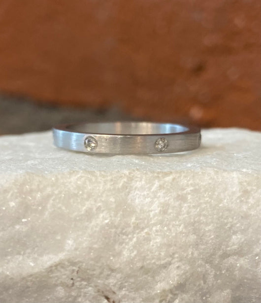 EYG Collection Rhodiumed Silver and Diamond Band