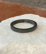EYG Collection Black Rhodiumed Silver and Tsavorite Band