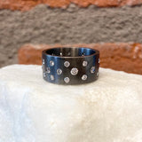 EYG Collection Black Rhodiumed Silver and Diamond Wide Band