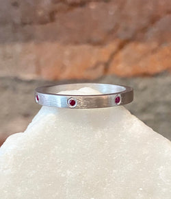 EYG Collection Rhodiumed Silver and Ruby Band