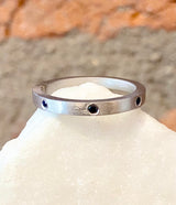 EYG Collection Rhodiumed Silver and Blue Sapphire Band