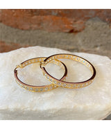 EYG Collection Yellow Gold and Diamond Inside Out Hoop Earrings