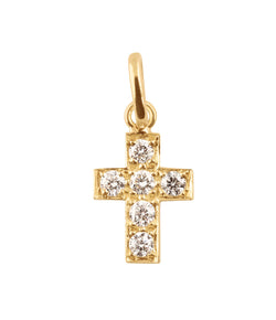 Gigi Clozeau Yellow Gold and Diamond Cross Pendant