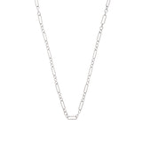 Sethi Couture White Gold and Diamond Crescent Moon Pendant on Figaro Chain