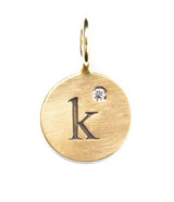 Heather Moore Yellow Gold 'K' Charm with Diamond