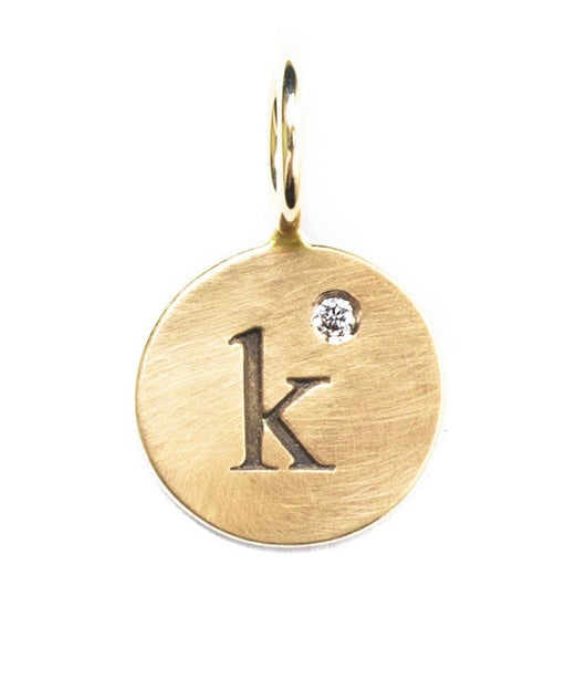 Heather Moore Yellow Gold 'K' Charm with Diamond