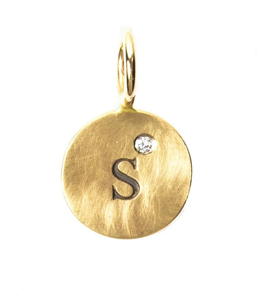 Heather Moore Yellow Gold 'S' Charm with Diamond