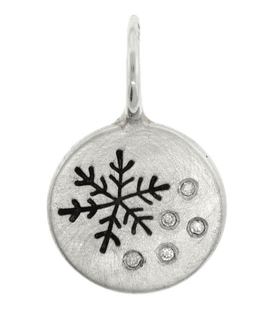 Heather Moore Snowflake and Diamond Round Sterling Silver Charm