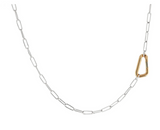 Heather Moore Silver Link Chain with Yellow Gold Carabiner Hinge 31" Necklace