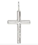 Heather Moore Sterling Silver High Polish Cross Charm with Diamonds