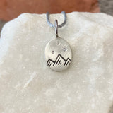Heather Moore Mountain Stamp and Diamond Sterling Silver Oval Charm