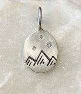 Heather Moore Mountain Stamp and Diamond Sterling Silver Oval Charm