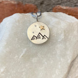 Heather Moore Mountain Stamp, Diamond and Star Sterling Silver Round Charm