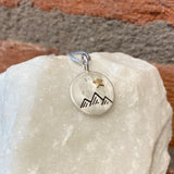 Heather Moore Mountain Stamp, Diamond and Star Sterling Silver Round Charm