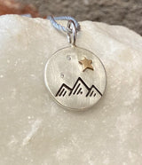 Heather Moore Mountain Stamp, Diamond and Star Sterling Silver Round Charm