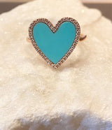 Andi Alyse Turquoise and Diamond Heart Ring