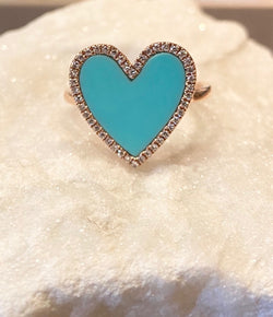Andi Alyse Turquoise and Diamond Heart Ring