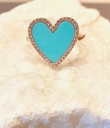 Andi Alyse Turquoise and Diamond Heart Ring