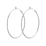 Mattia Cielo White Gold and Single Diamond Hoop Earrings