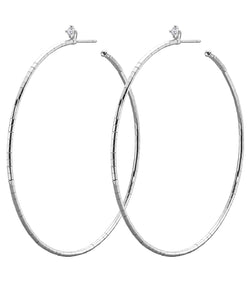 Mattia Cielo White Gold and Single Diamond Hoop Earrings