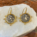 Ara Coin Replica and 24kt Gold Drop Earrings