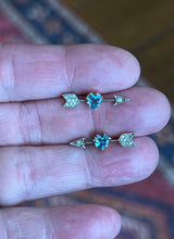 Arman Aquamarine Heart Arrow Stud Earrings