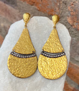 Ara 24kt Gold and White Topaz Tear Drop Earrings