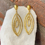 Ara 24kt Gold Marquise Shaped Dangle Earrings