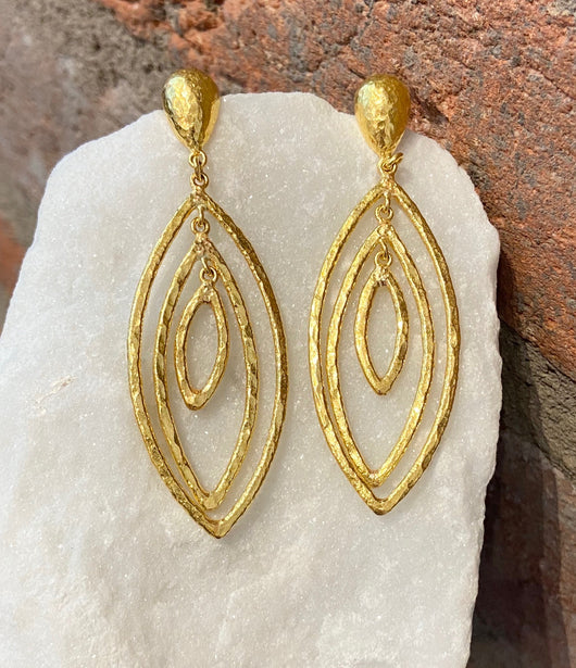 Ara 24kt Gold Marquise Shaped Dangle Earrings