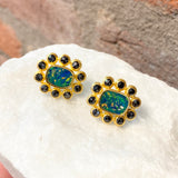 Ara Opal and Black Diamond Flower Stud Earrings
