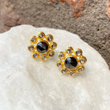 Ara Black and White Diamond Flower Stud Earrings
