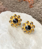 Ara Black and White Diamond Flower Stud Earrings