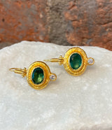 Ara Emerald and 24kt Gold Drop Earrings
