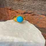Ara Turquoise Center Stone and 24kt Gold Ring