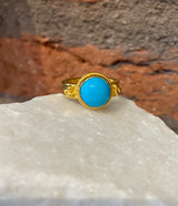 Ara Turquoise Center Stone and 24kt Gold Ring