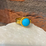 Ara Turquoise Center Stone and 24kt Gold Ring