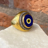Ara 24k Evil Eye and Diamond Ring