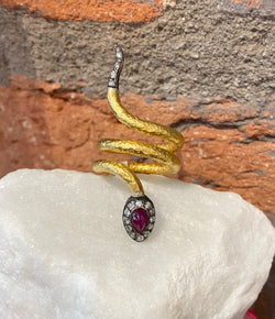 Ara Ruby and Diamond Snake Ring