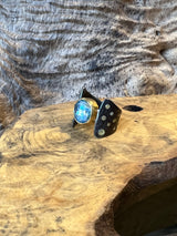 24k Gold Diamond and Blue Topaz Ring