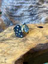 24k Gold Diamond and Blue Topaz Ring