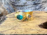 Ara 24k Gold Emerald and Diamond Cigar Band Ring