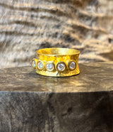 Ara 24k Gold Five Diamond Cigar Band Ring