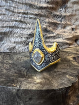 24k Gold Diamond Shield Ring